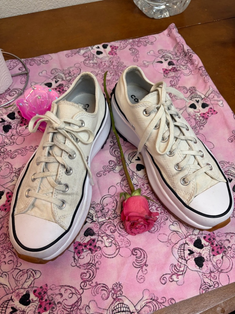 Converse Run Star Hike OX Low White Black Gum Platform Shoes Unisex mens 7